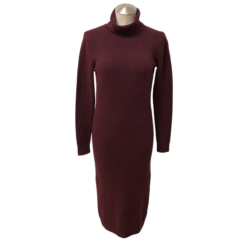 Gap Sweater Dress Womens XS Noir Red CashSoft Turtleneck Midi Minimalist Classic